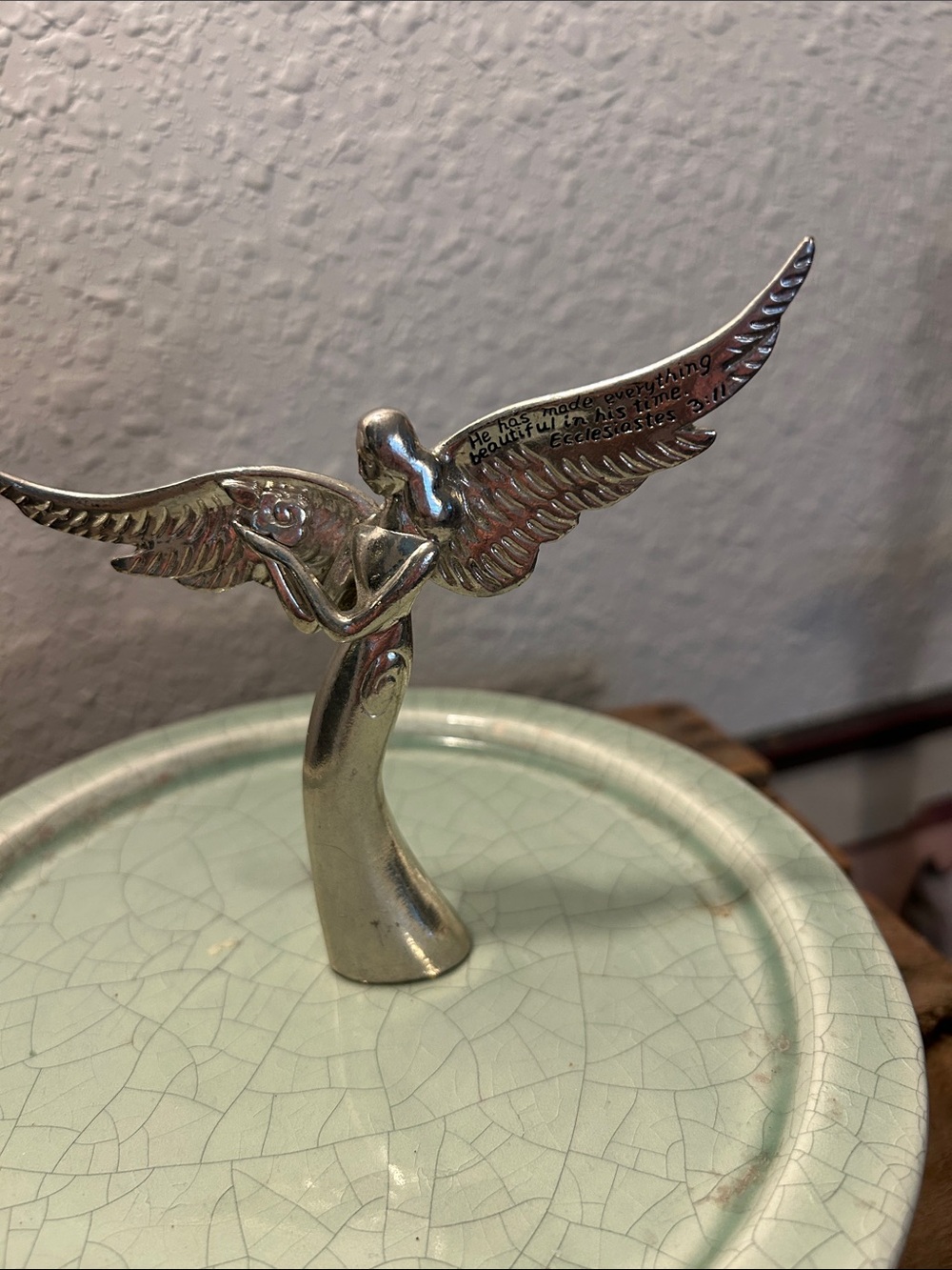 Silver tone Angel Figurine with Outstretched Wings Ecclesiastes 3:11